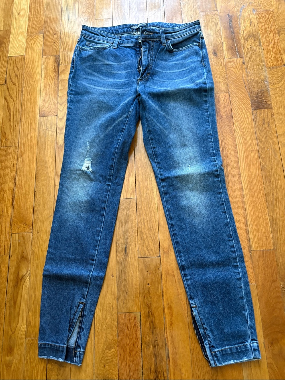 Dolce & Gabbana Women’s Medium Blue Skinny Jeans with Ankle Zips